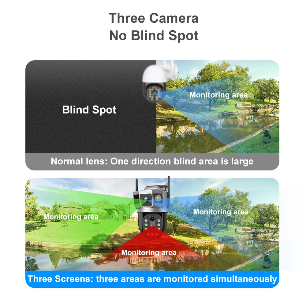 V380 Network Camera 10x Optical Zoom 4MP WiFi Outdoor CCTV Wireless IP Security Bullet PTZ Dual Lens 3 Images Camera